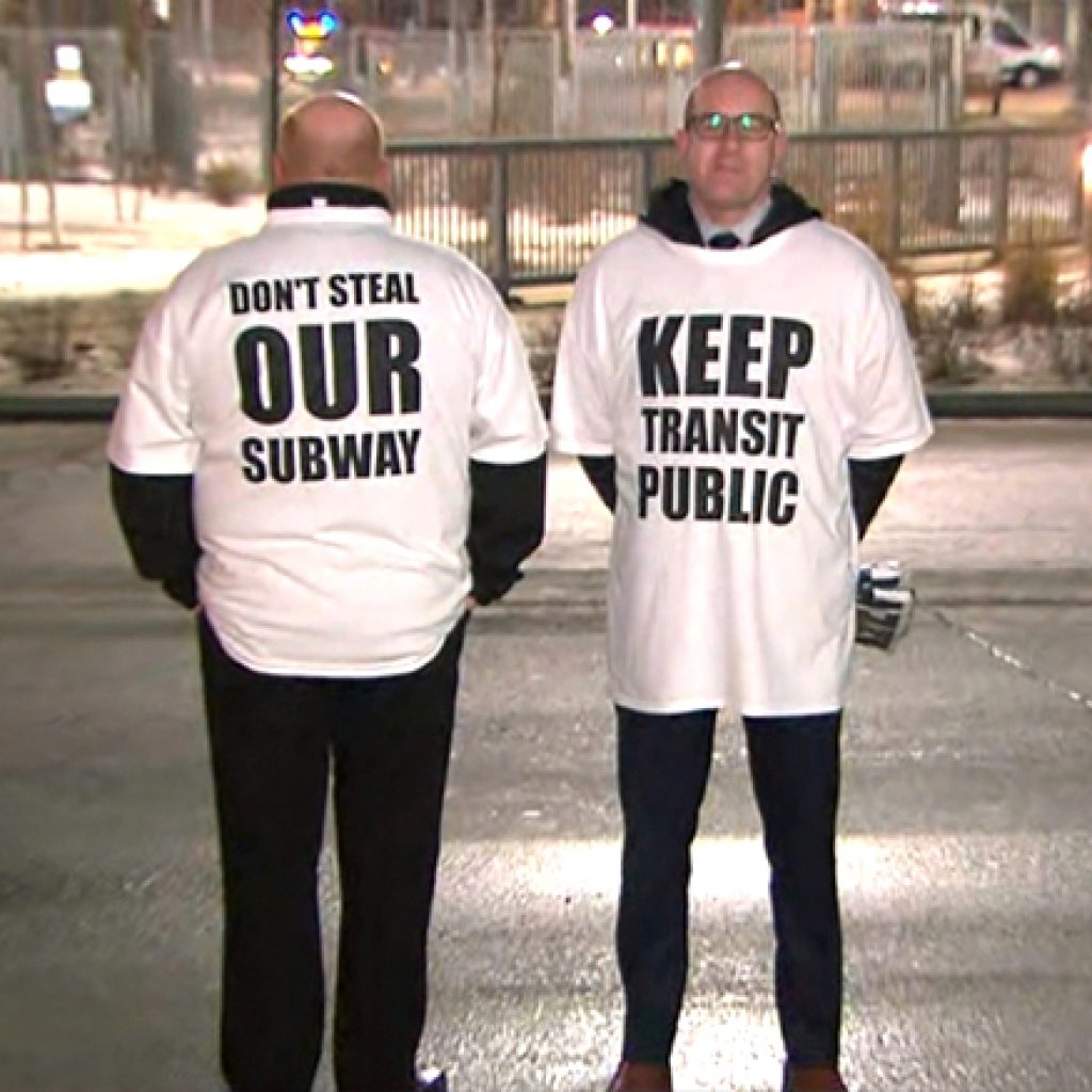 Frontline TTC workers hold silent protest over potential subway upload