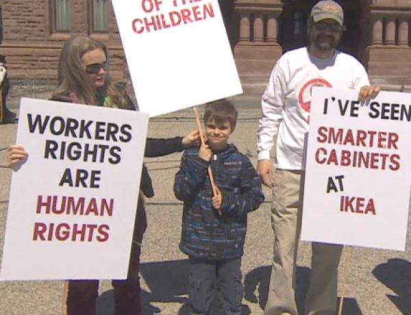 Dozens of auto workers protest new labour laws in Toronto