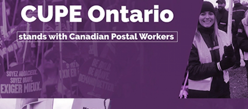 CUPE Ontario stands with Canada’s Postal Workers